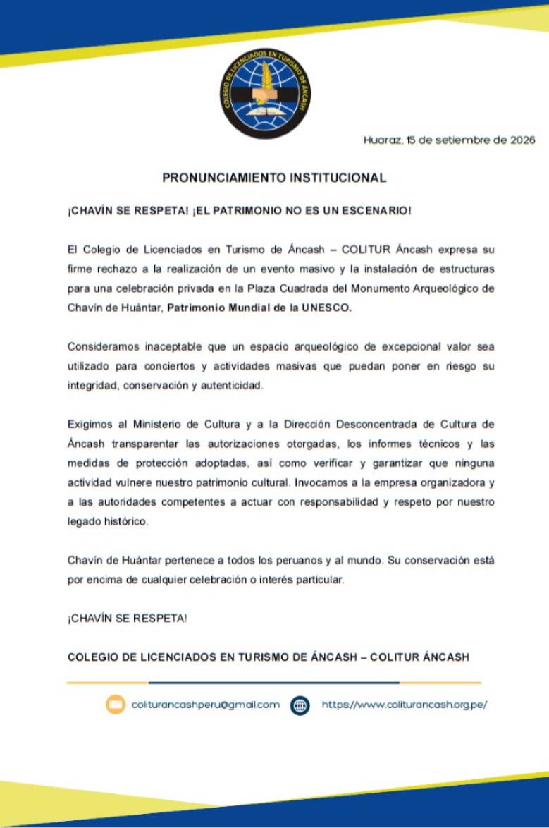¡CHAVÍN SE RESPETA! ¡EL PATRIMONIO NO ES UN ESCENARIO!